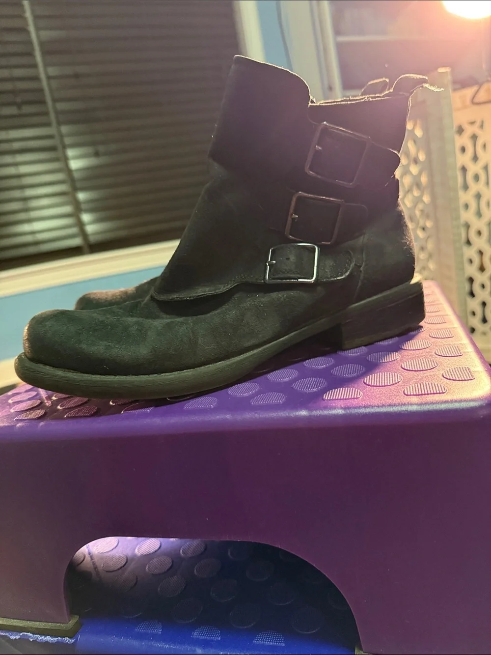Men's Black Buckle Suede Ankle Boots - Classic Style
